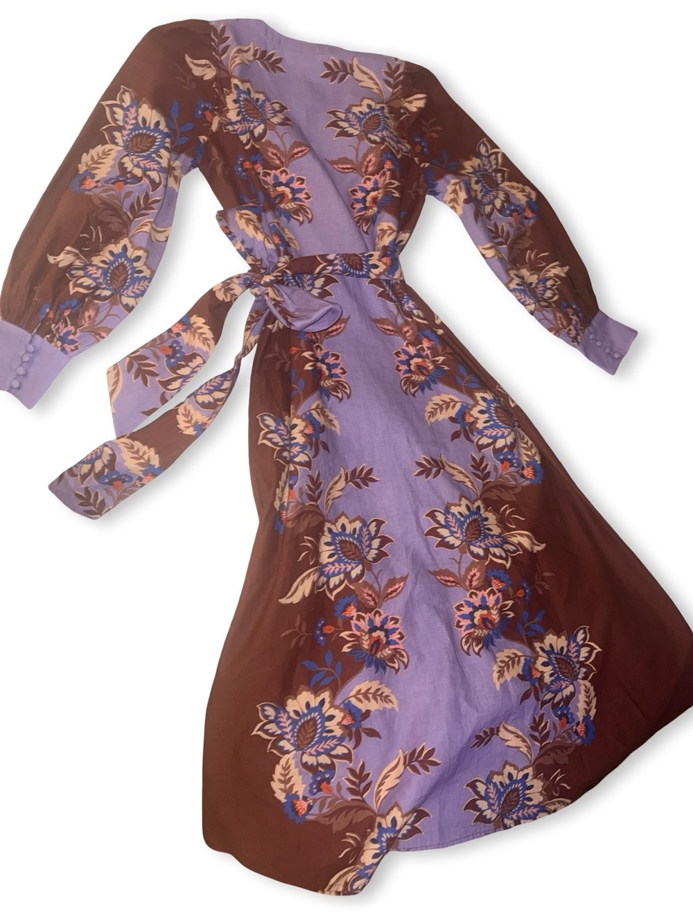Boden Lavender and Brown Floral Button-Front Maxi Dress - Picture 2 of 5
